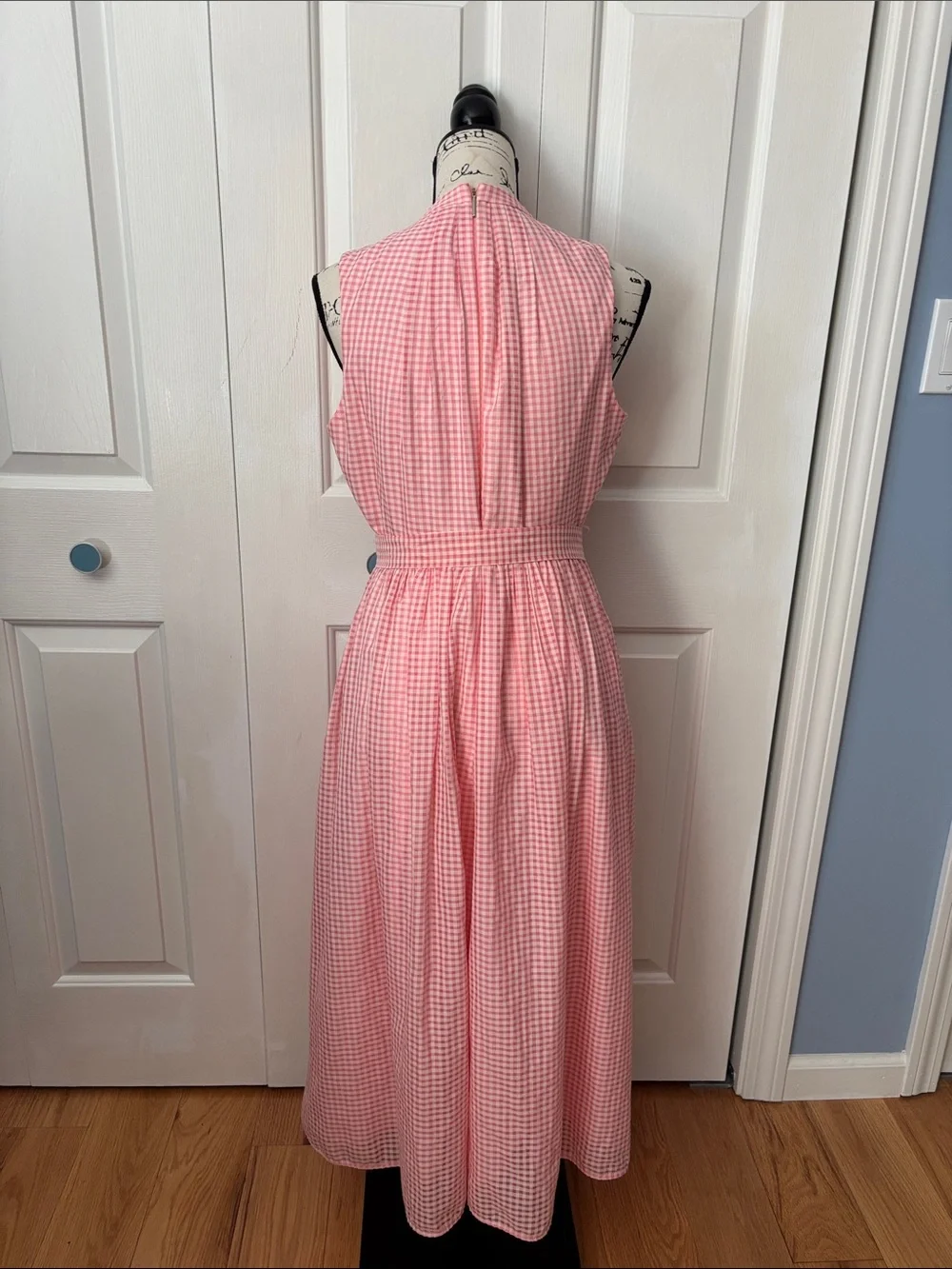 NWT Kate Spade Pink Gingham Silk Blend  Burnout Midi Dress Sz 8 / 10